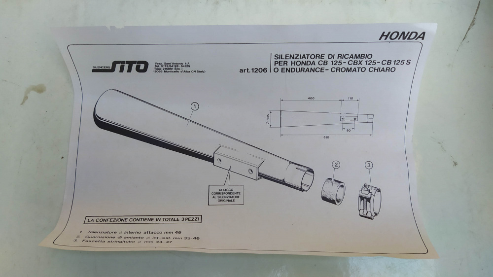 marmitta sito cb 125 - cbx125 - cb125 s endurance