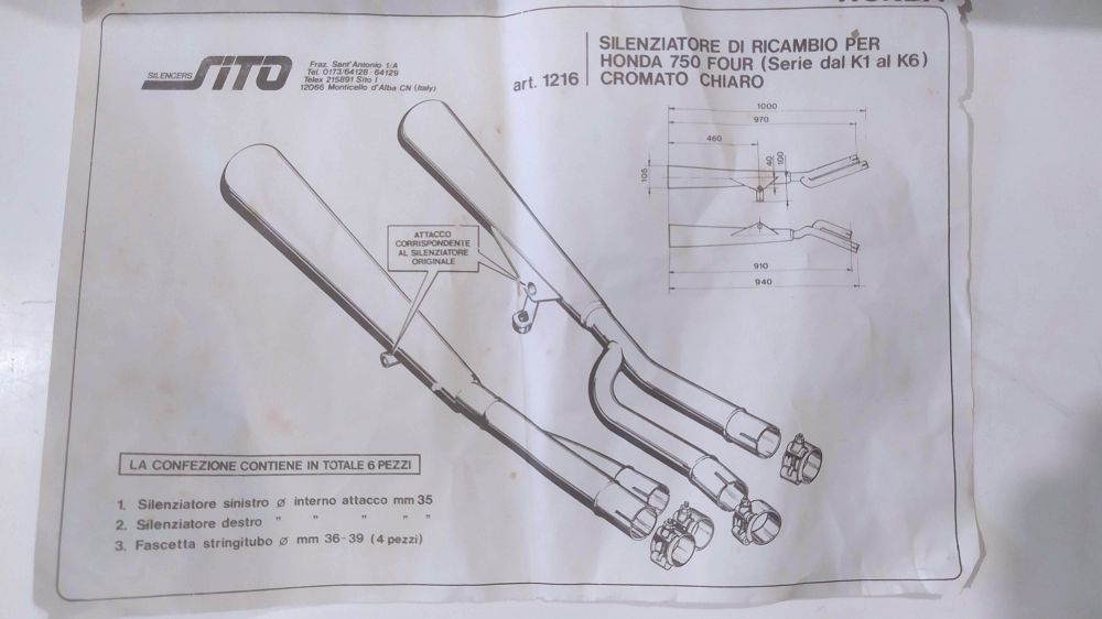 coppia marmitte sito honda 750 four k1-k6 cromate