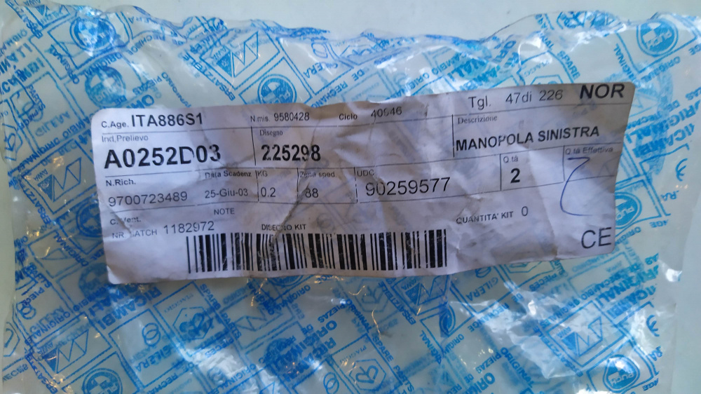 manopola sx piaggio ape tm 602- 703