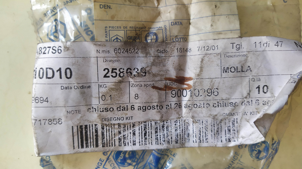molla trasmissione comando retromarcia piaggio ape 50 tl5 - tl6