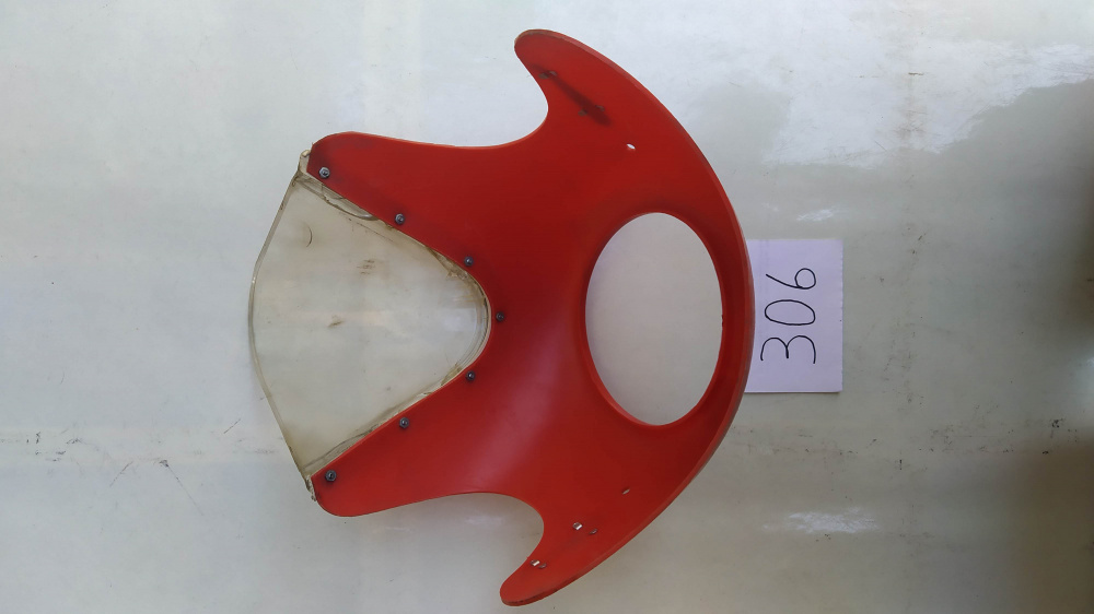 cupolino rosso originale per lambretta - vespa faro tondo - plexiglass incrinato