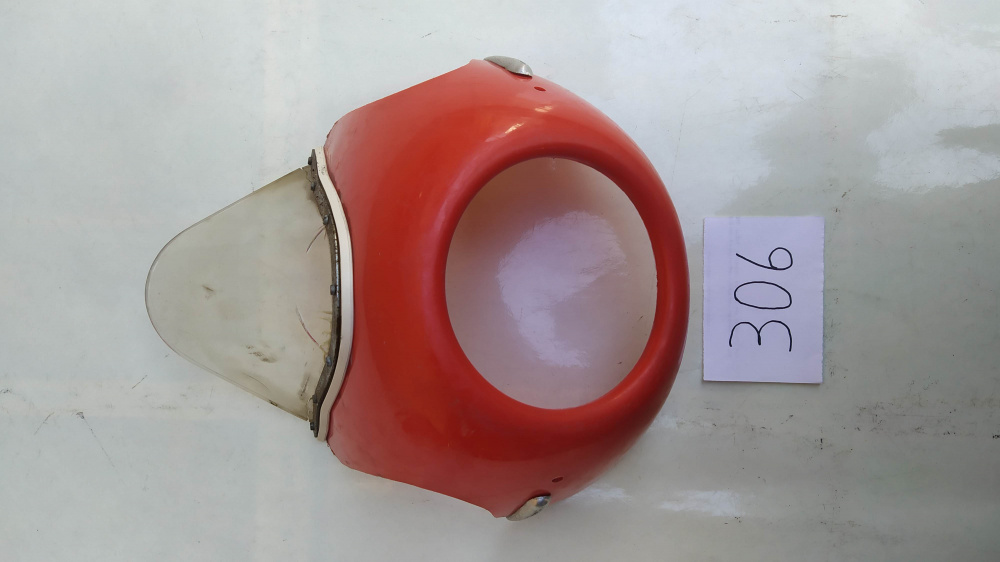 cupolino rosso originale per lambretta - vespa faro tondo - plexiglass incrinato