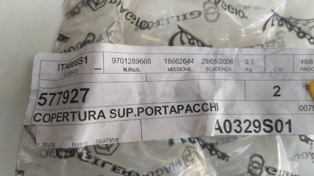 copertura superiore portapacchi piaggio nrg mc3 - purejet