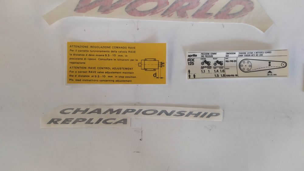 serie adesivi non completo aprilia rx 125 r ´89 - ´93