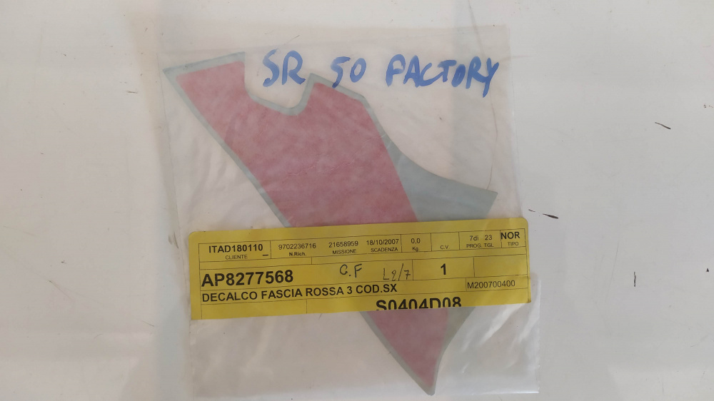 adesivo fascia rossa 3 codone sx aprilia sr 50 factory