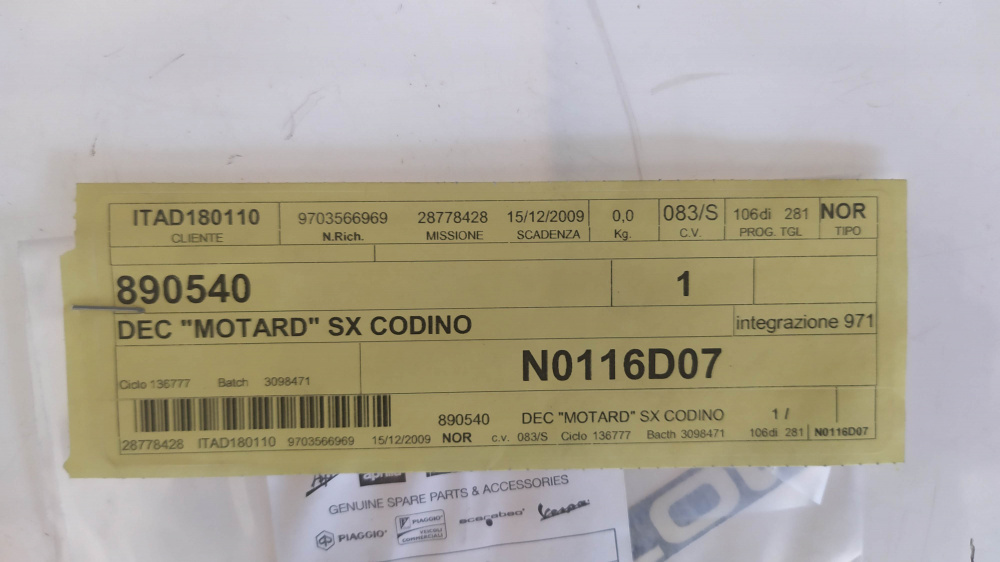decalco motard sx codino aprilia rx - sx 50 e 125 ´06 - ´10