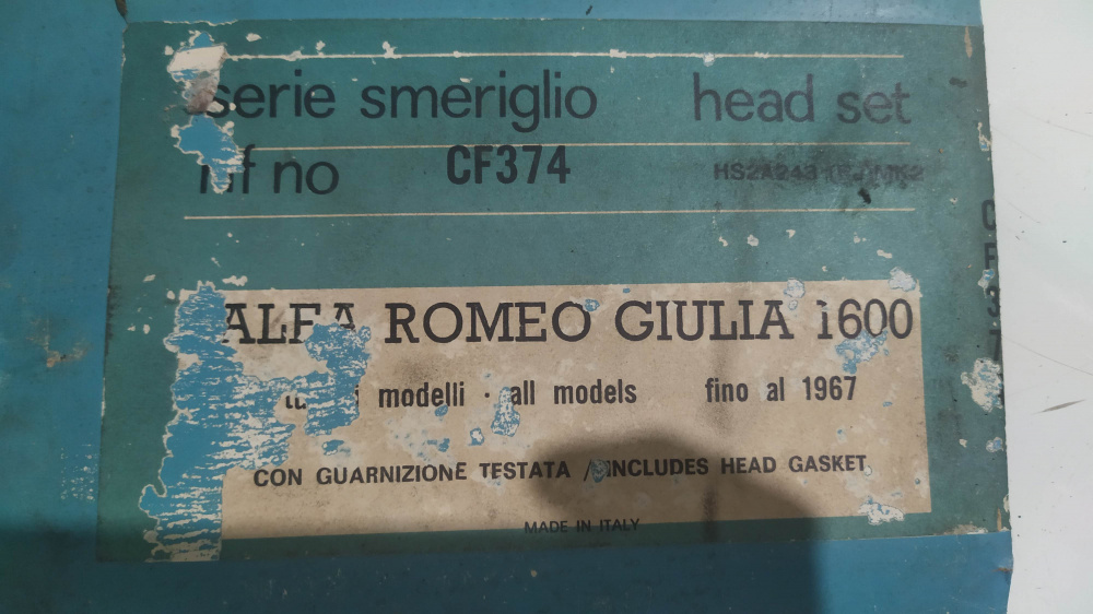 serie smeriglio - non complete - cf 374 alfa romeo giulia 1600 fino al ´67