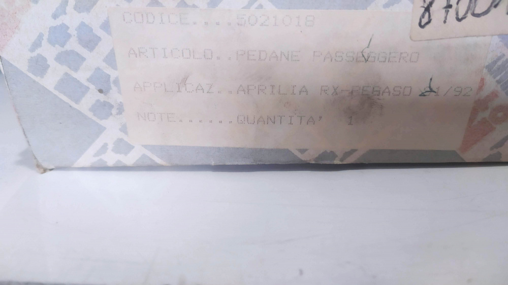 coppia pedane passeggero supplementare aprilia rx 50 - pegaso 50 ´90 - ´91