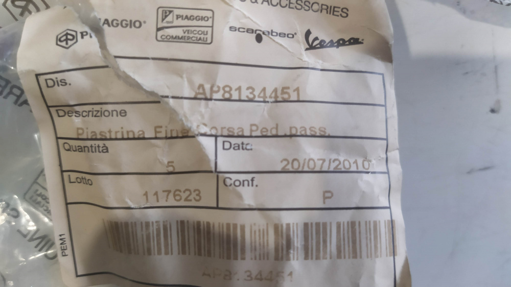 piastrina fine corsa pedana pass.