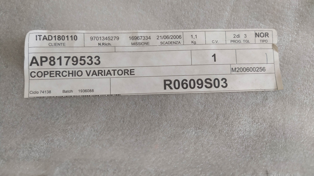 coperchio variatore