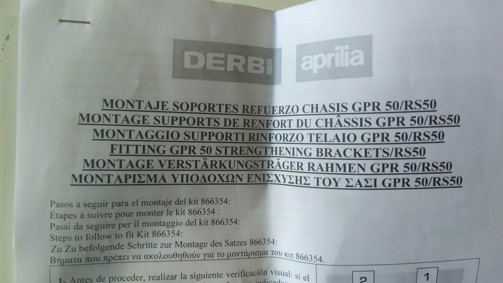 piastra rinforzo telaio aprilia rs 50 ´06 - ´10
