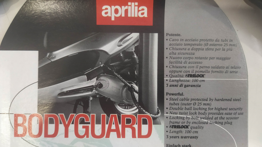 antifurto meccanico corazzato body-guard originale aprilia