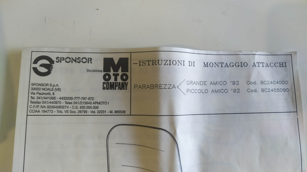 attacchi per parabrezza piccolo amico ´92 bc2405000