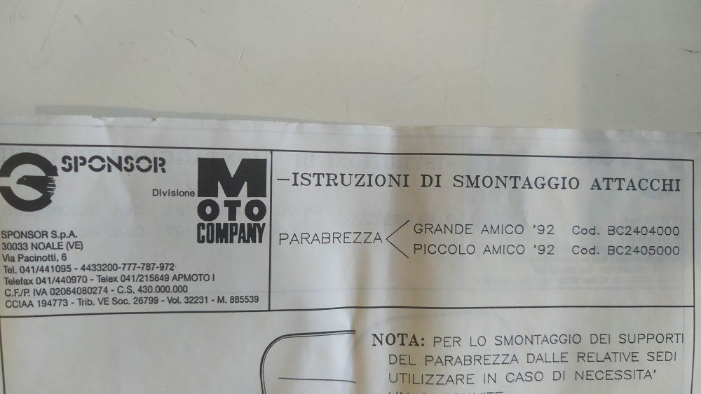 attacchi per parabrezza grande amico ´92 bc2404000
