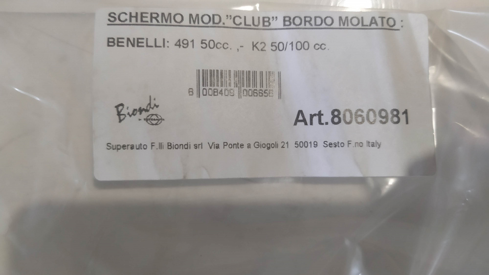 parabrezza biondi benelli 491 ´96 - ´06 - k2 50/100 cc. ´99 - ´06