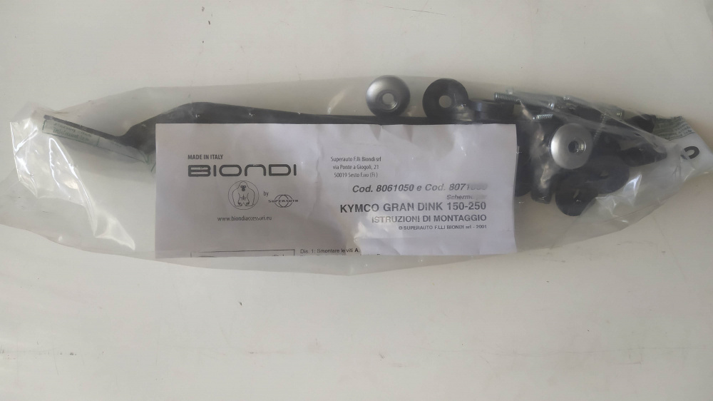 parabrezza biondi completo di attacchi kymco gran dink 125/150/250 ´02