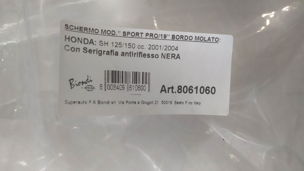parabrezza sport pro ´19 honda sh 125/150 ´01 - ´04 con antiriflesso