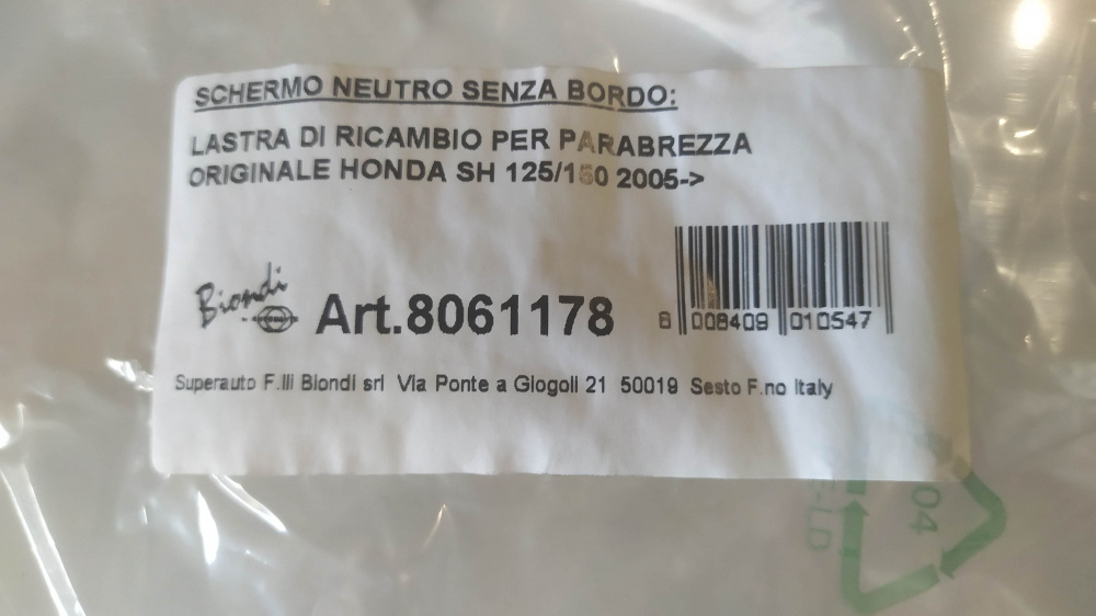 parabrezza biondi come originale honda sh 125 / 150 ´05 - ´08