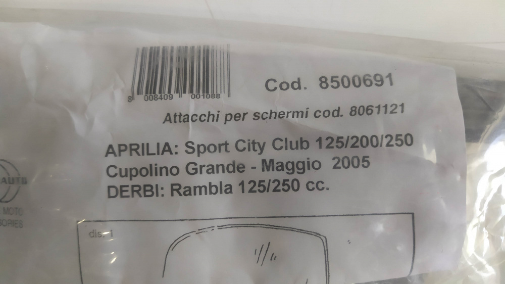 attacchi parabrezza biondi aprilia sportcity 125/200/250 ´05 - derbi rambla