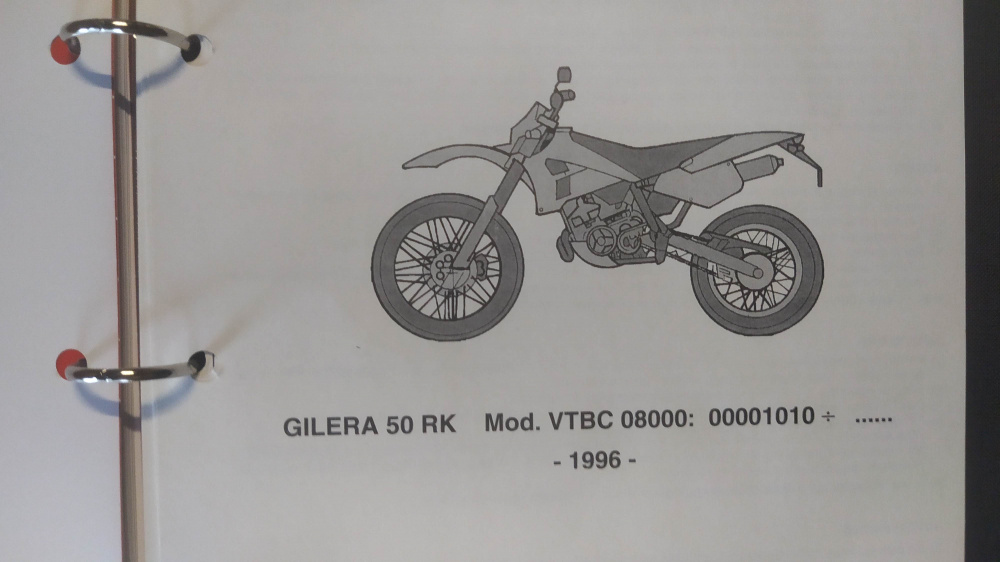 catalogo ricambi originale gilera 50 rk ´96