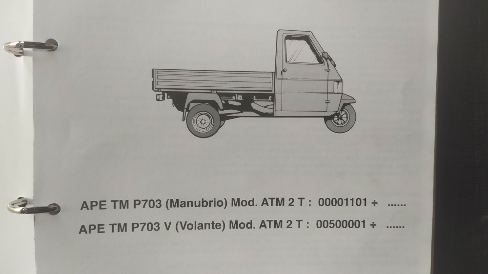 catalogo ricambi originale e variante 579172 piaggio ape tm p703 manubrio/volante mod atm2t