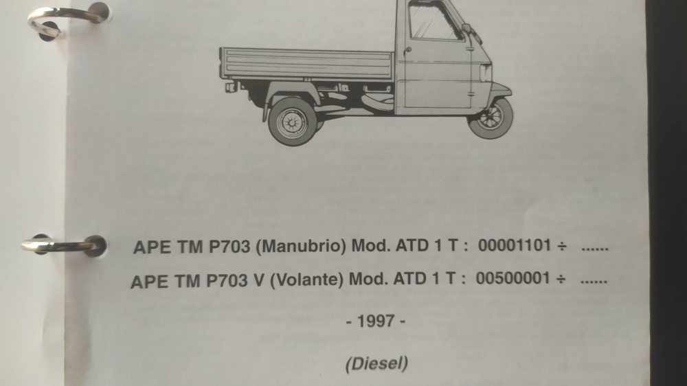 catalogo ricambi originale piaggio ape tm p703 diesel con variante mod atd 1 t