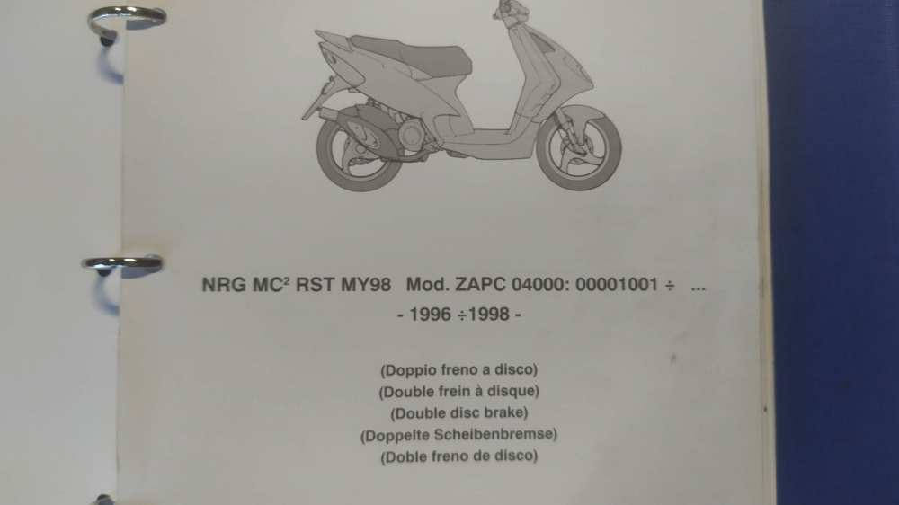 catalogo ricambi originale 578529 piaggio nrg mc2 rst ´98 mod zapc