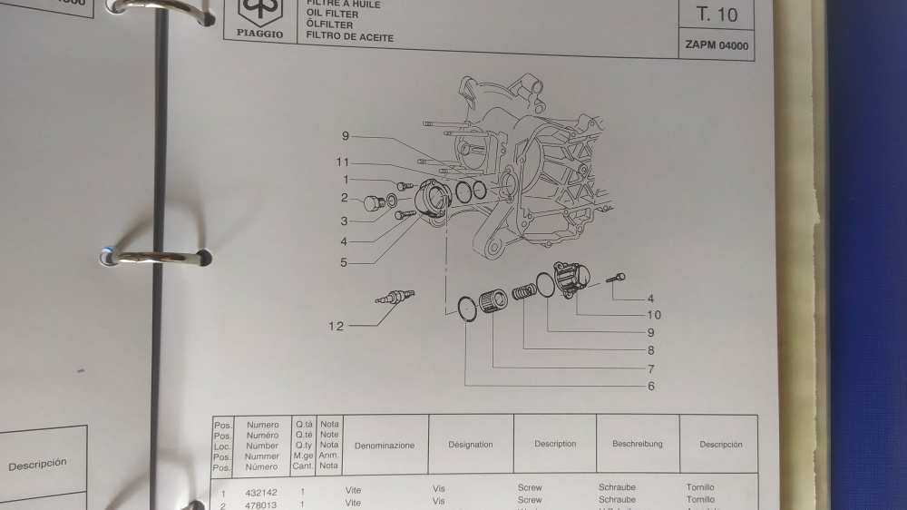 catalogo ricambi originale 579067 come nuovo piaggio vespa et4 125 ´99