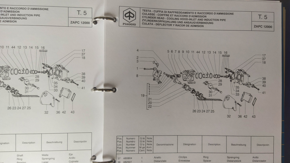 catalogo ricambi originale 579081 come nuovo piaggio vespa et2 iniezione