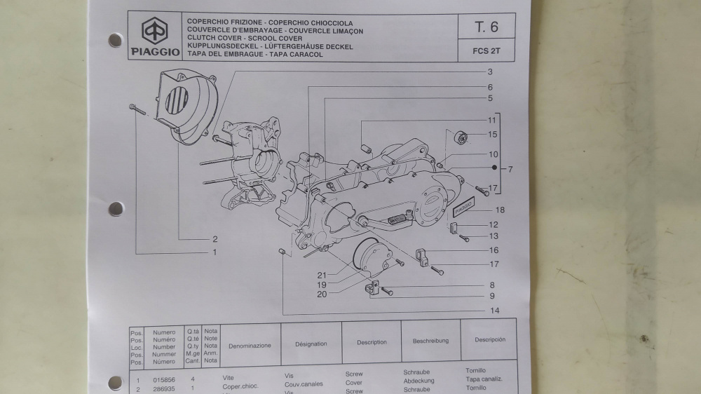 catalogo ricambi originale 594348 come nuovo piaggio free pptt mod fcs