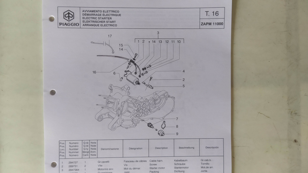 catalogo ricambi originale 594351 come nuovo piaggio liberty 125 pptt mod zapm