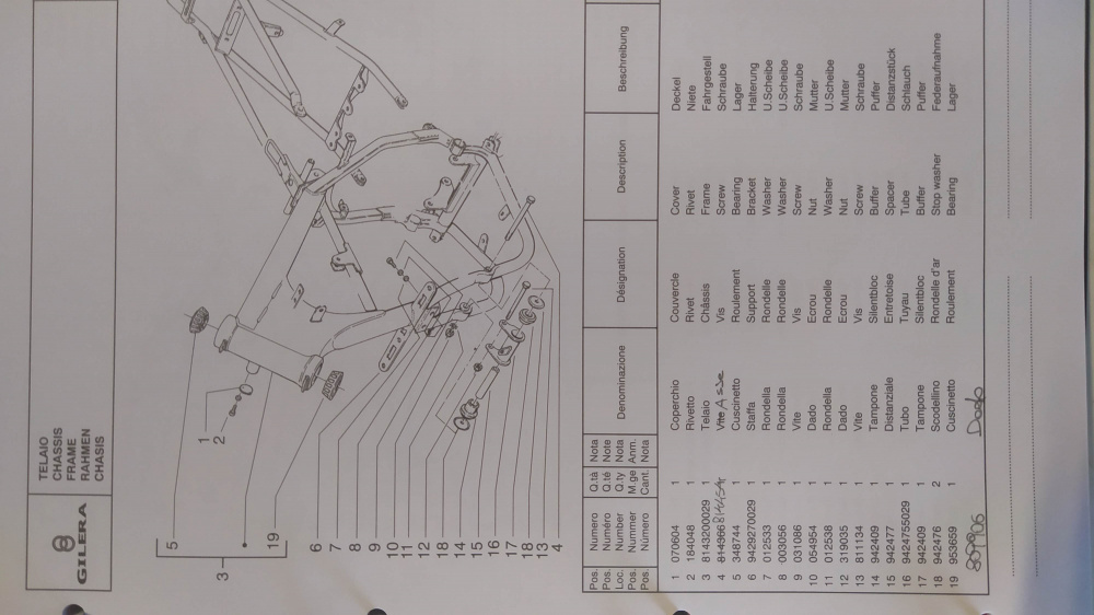 catalogo ricambi originale gilera gsm ´01