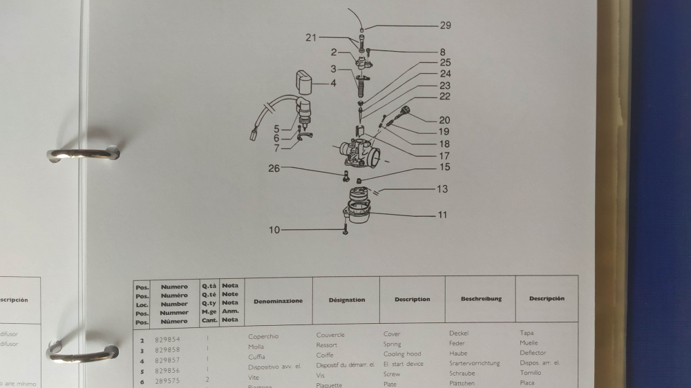 catalogo ricambi originale 617559 come nuovo piaggio vespa et4 125-150