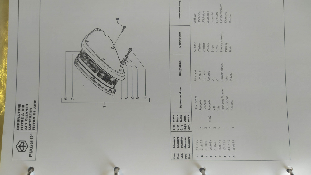 catalogo ricambi originale 617594 come nuovo piaggio free ´95 - ´02