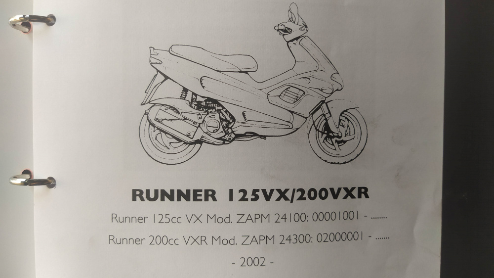 catalogo ricambi originale gilera runner 125vx - 200vxr modelli zapm241 -zapm243