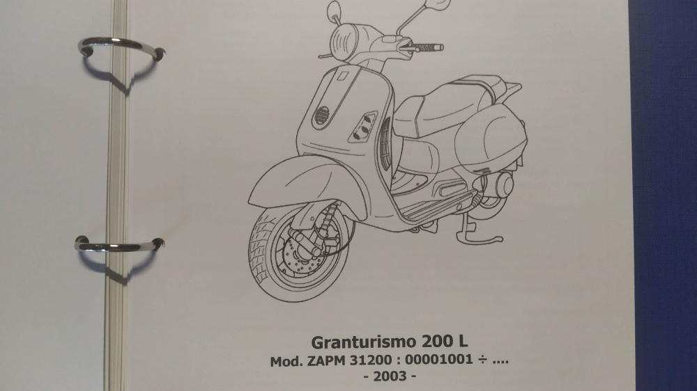 catalogo ricambi originale 617966 piaggio vespa granturismo 200l mod zapm312