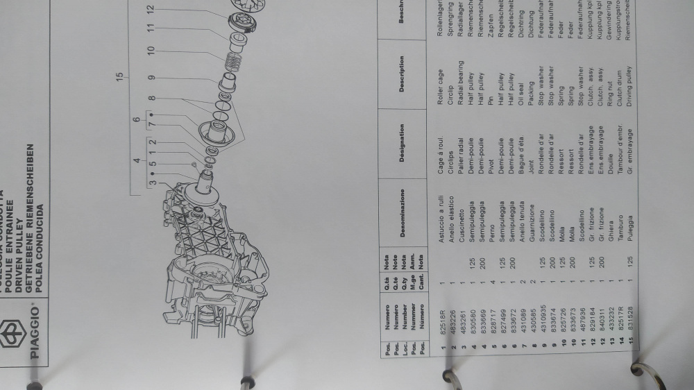 catalogo ricambi originale piaggio x8 125 / 200 mod zapm362 - zapm363