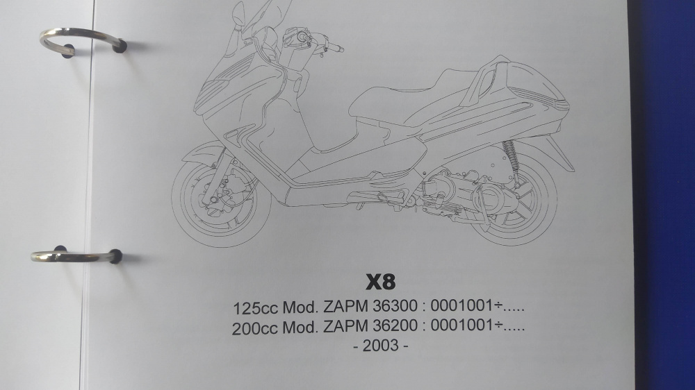 catalogo ricambi originale piaggio x8 125 / 200 mod zapm362 - zapm363