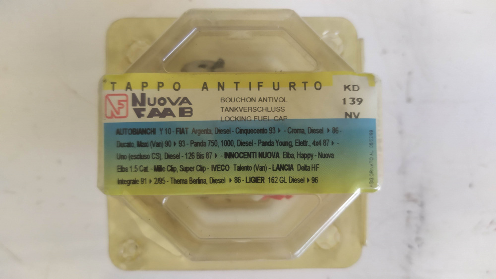 tappo serbatoio faab kd139nv auto y10 - fiat argenta - 500 ´93 - croma ´86 - ducati maxi ´90-´93 - panda 750 / 1000 - 4x4 - ´87 - uno ´87 - delta hf integrale ´91