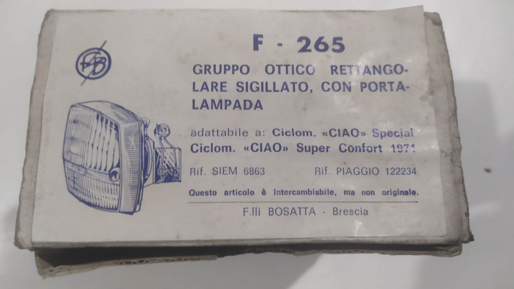 gruppo ottico bosatta piaggio ciao special - super confort 1971