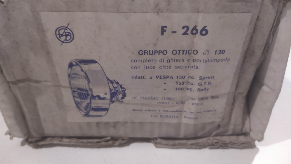 gruppo ottico bosatta d. 130 piaggio vespa 150 sprint - 150 gtr - 180 rally