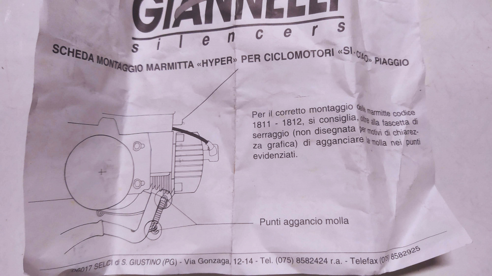 ricambi attacco marmitta giannelli hyper per piaggio ciao - si