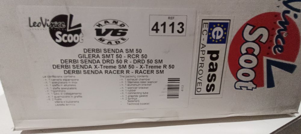 marmitta leovinci 4113 nuova hand made v6 – derbi senda – gilera smt