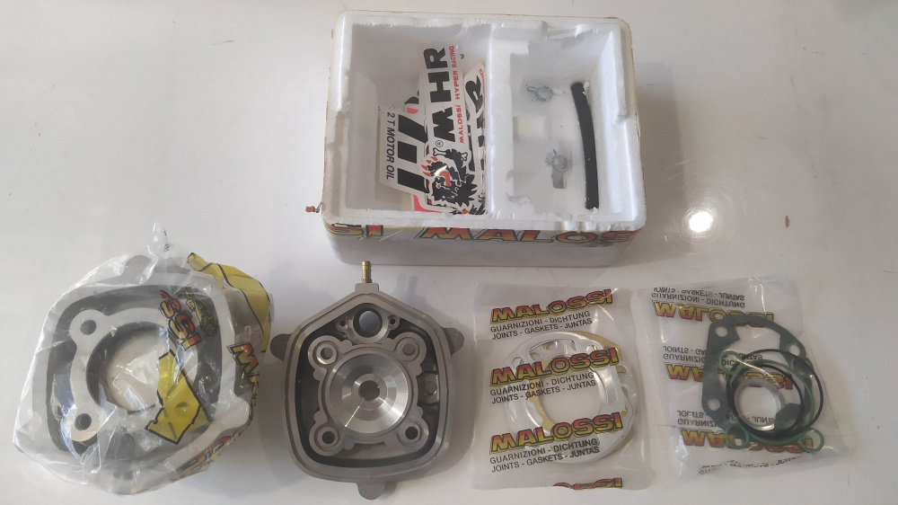 kit cilindro malossi 47,6 allum. sp. 12 h2o mhr aprilia area 51 / sr lc / sonic lc - benelli 491 lc - beta ark / eikon lc - garelli gsp - malaguti f12 / f15 lc - yamaha mbk aerox / nitro - jog - mach g