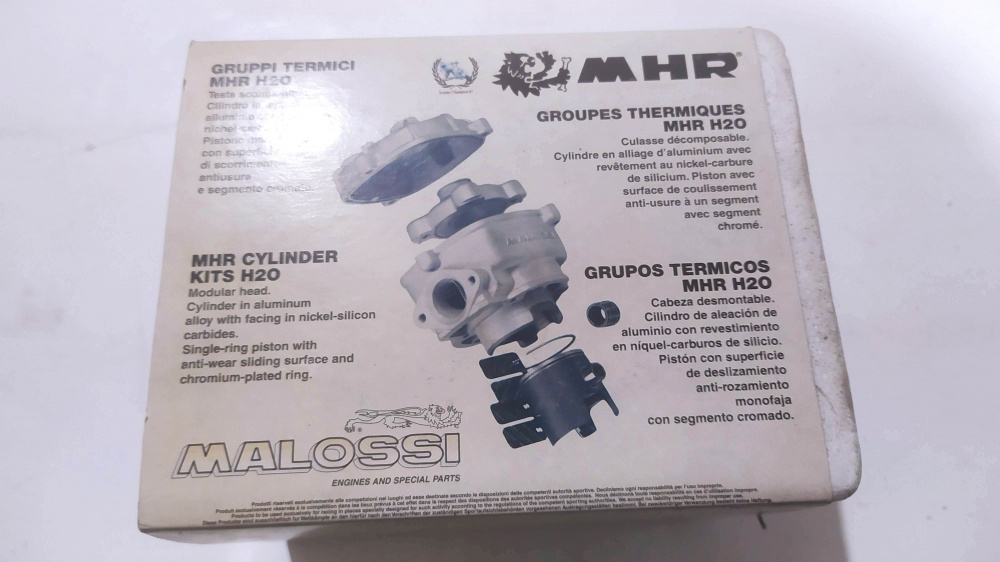 kit cilindro malossi d. 47.6 alluminio h2o mhr aprilia gulliver - rally - sr / benelli 491 / beta ark / italjet dragster / malaguti phantom / mbk nitro / yamaha aerox - manca un bulone -