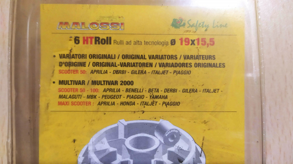 kit rulli malossi htroll 19x15,5 gr. 3.5 scooter 50 cc piaggio - gilera - aprilia - italjet - derbi