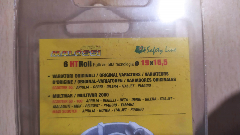 kit rulli malossi htroll 19x15,5 gr. 3.7 scooter 50 cc piaggio - gilera - aprilia - italjet - derbi