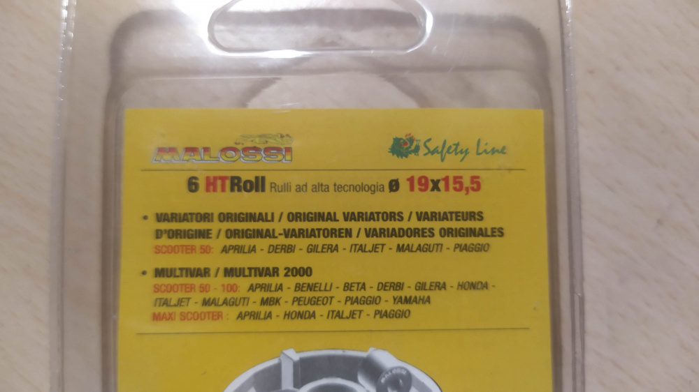 kit rulli malossi htroll 19x15,5 gr. 4 scooter 50 cc. - vedere applicazioni -