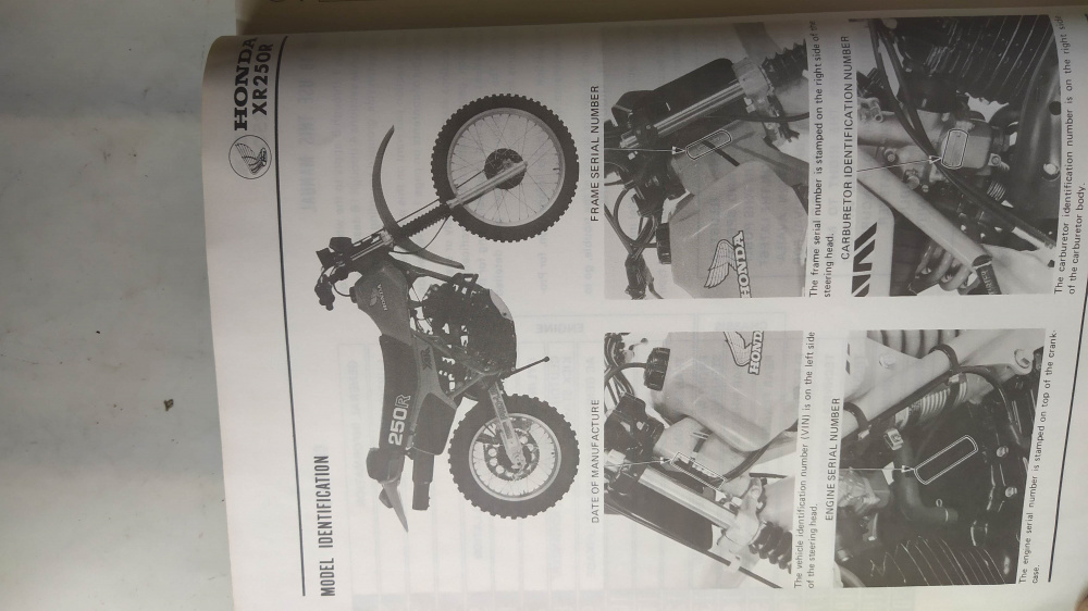 manuale officina originale in lingua inglese honda xr250r 1981