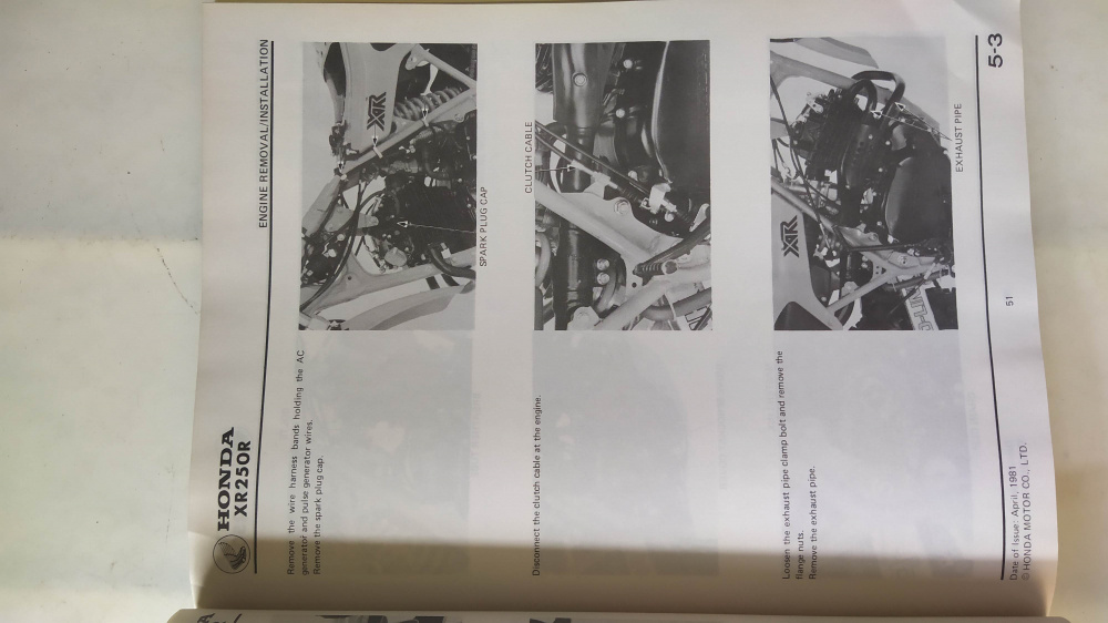 manuale officina originale in lingua inglese honda xr250r 1981